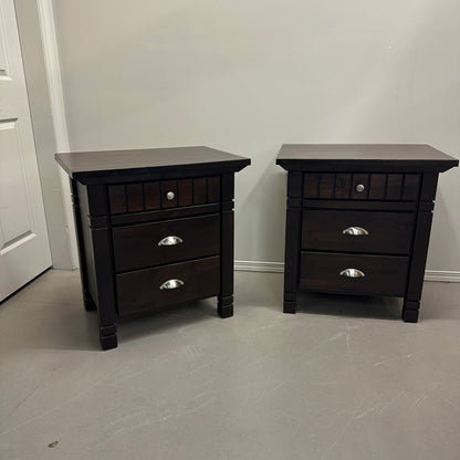 Solid Wood Dark Nighstands (set of 2)