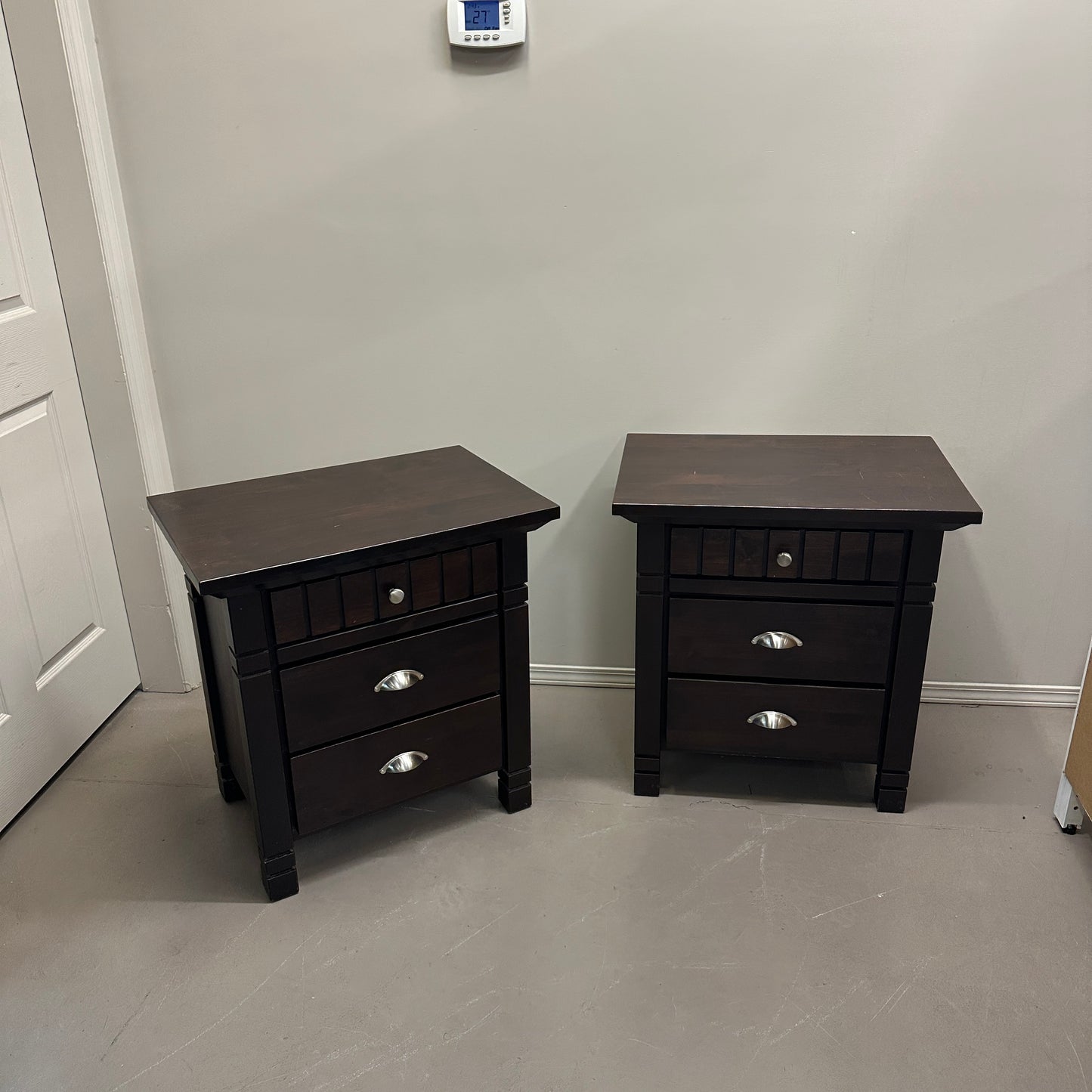 Solid Wood Dark Nighstands (set of 2)