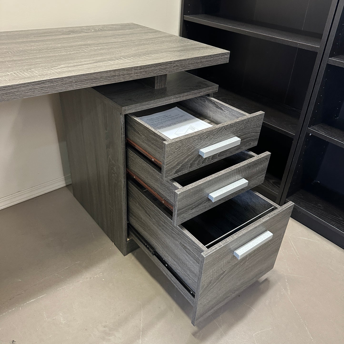 Grey Office Desk with Storage
