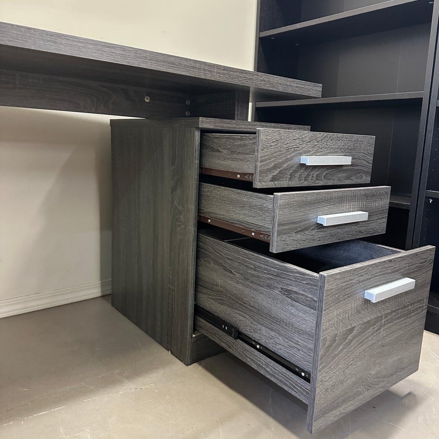 Grey Office Desk with Storage