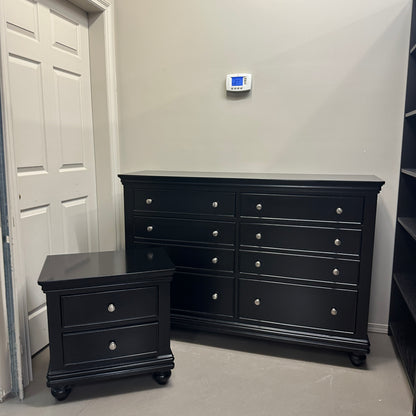 Black Modern 6 Drawers Dresser & Nightstand
