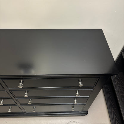 Black Modern 6 Drawers Dresser & Nightstand