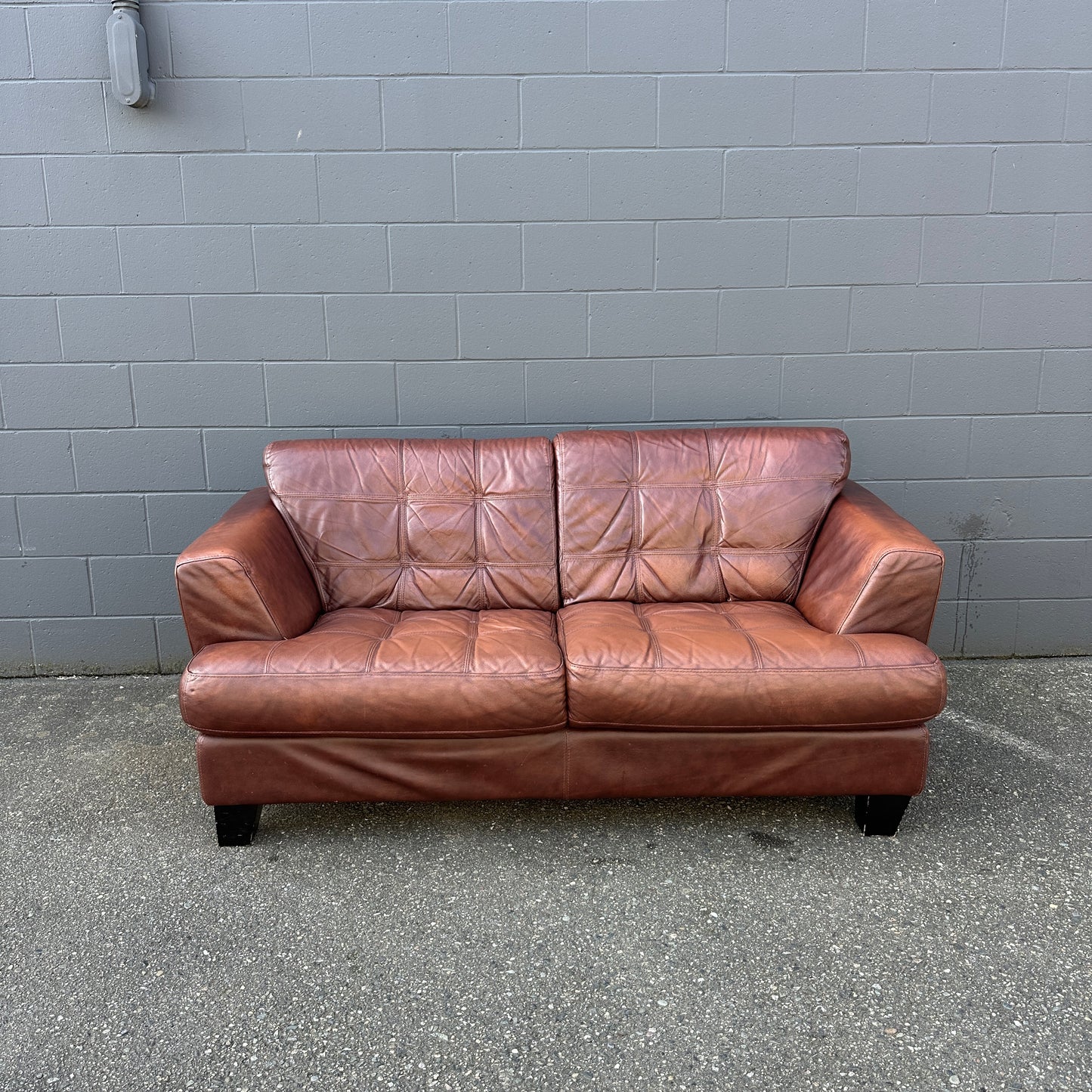 Distressed Leather Love Seat