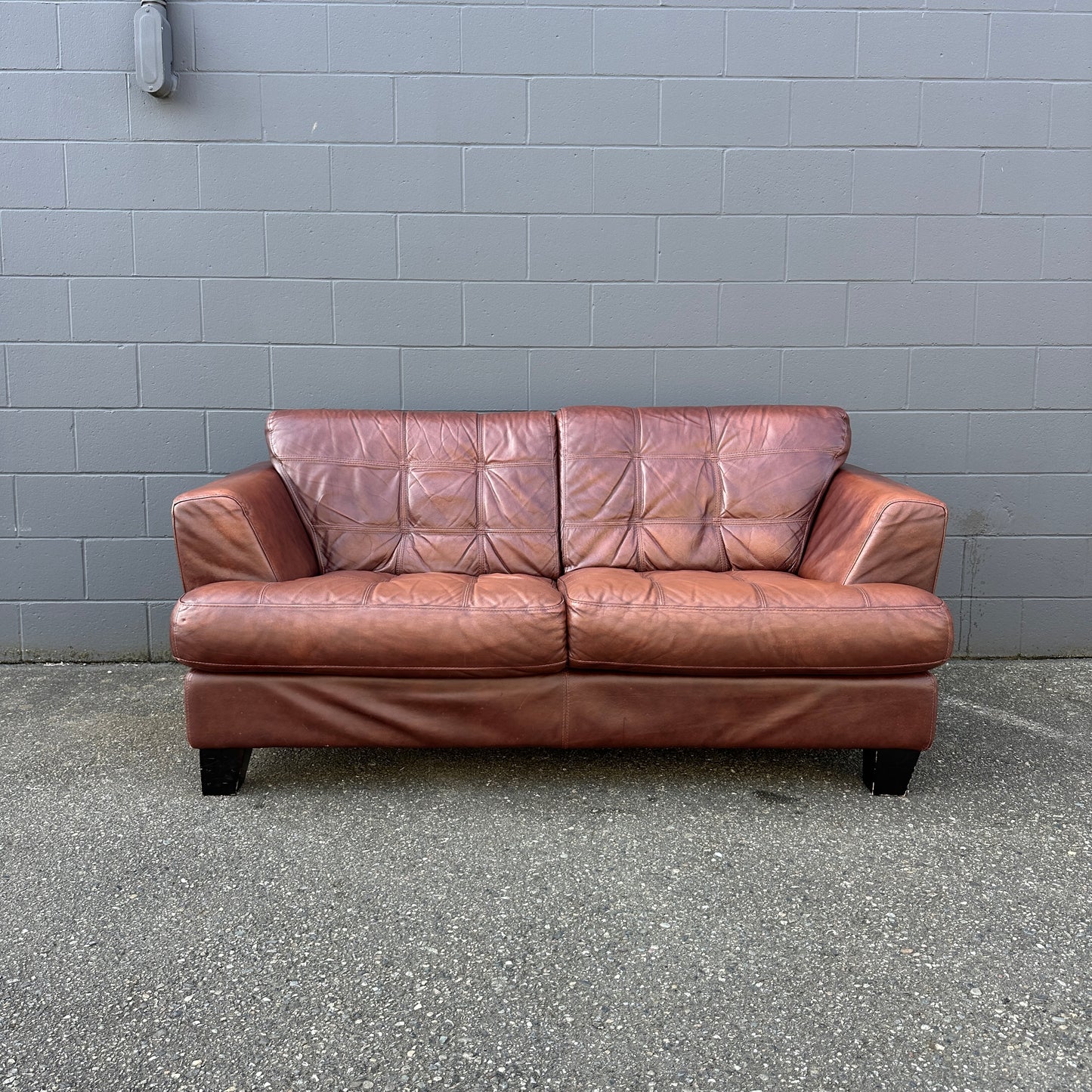 Distressed Leather Love Seat