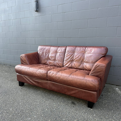 Distressed Leather Love Seat
