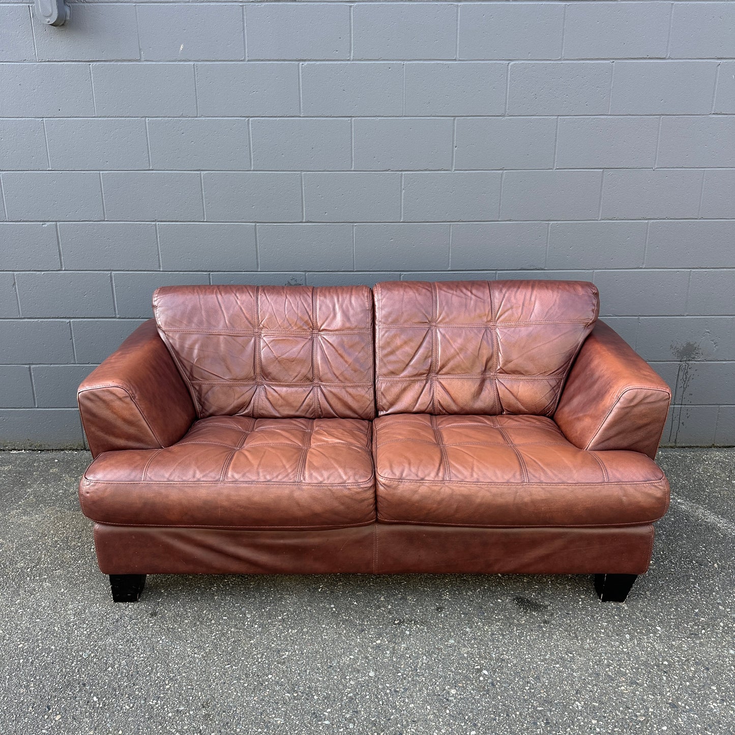 Distressed Leather Love Seat