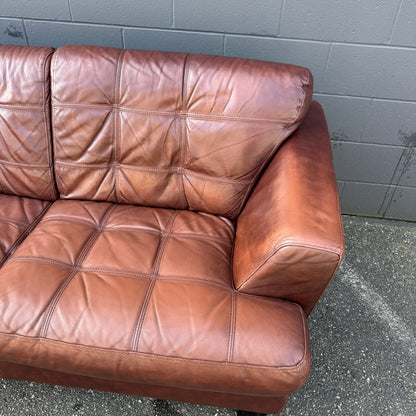 Distressed Leather Love Seat