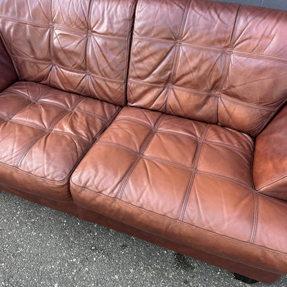 Distressed Leather Love Seat