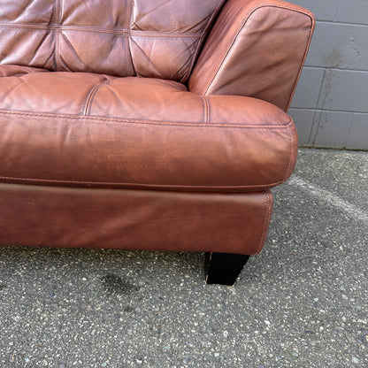 Distressed Leather Love Seat
