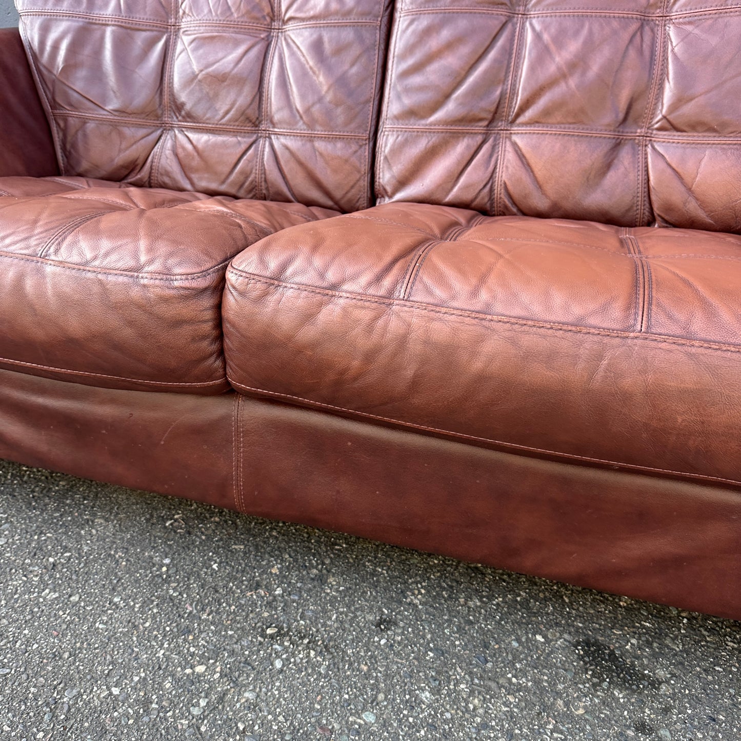 Distressed Leather Love Seat