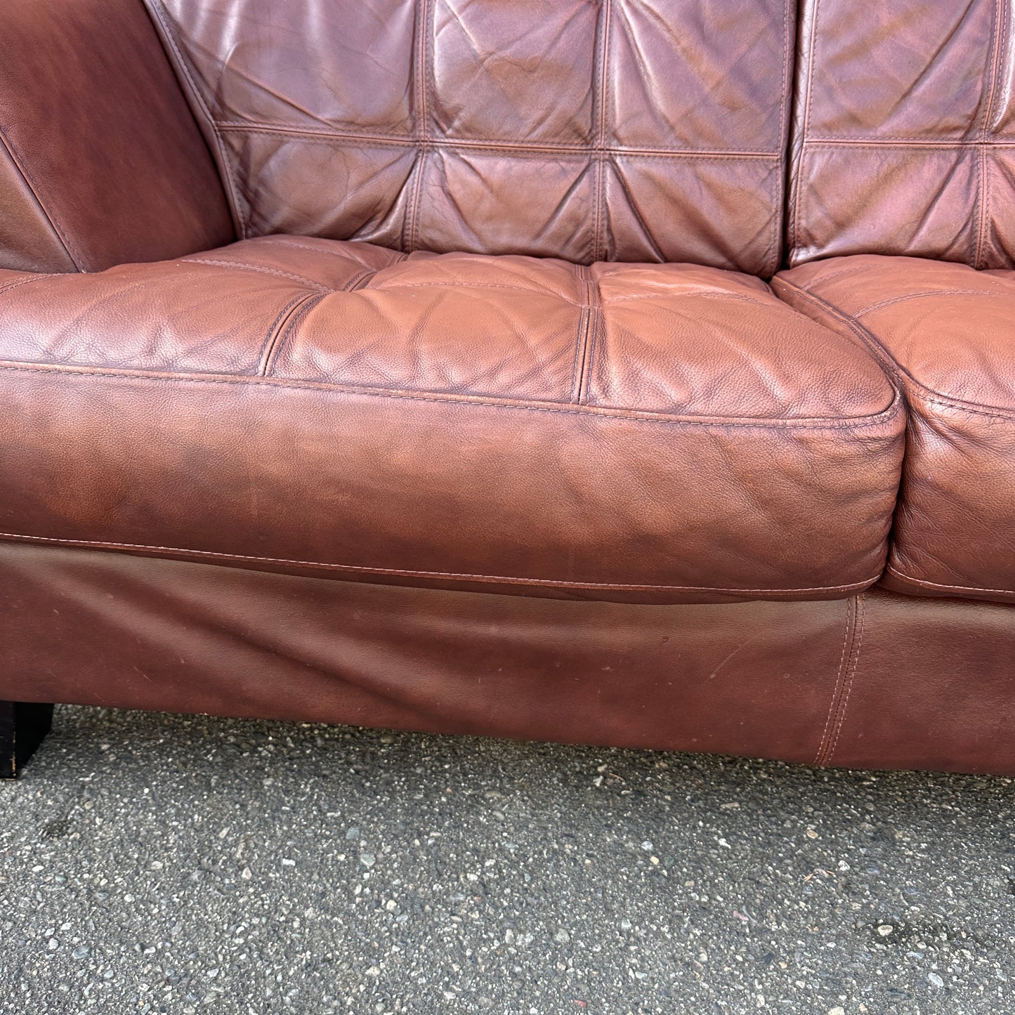 Distressed Leather Love Seat