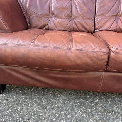 Distressed Leather Love Seat