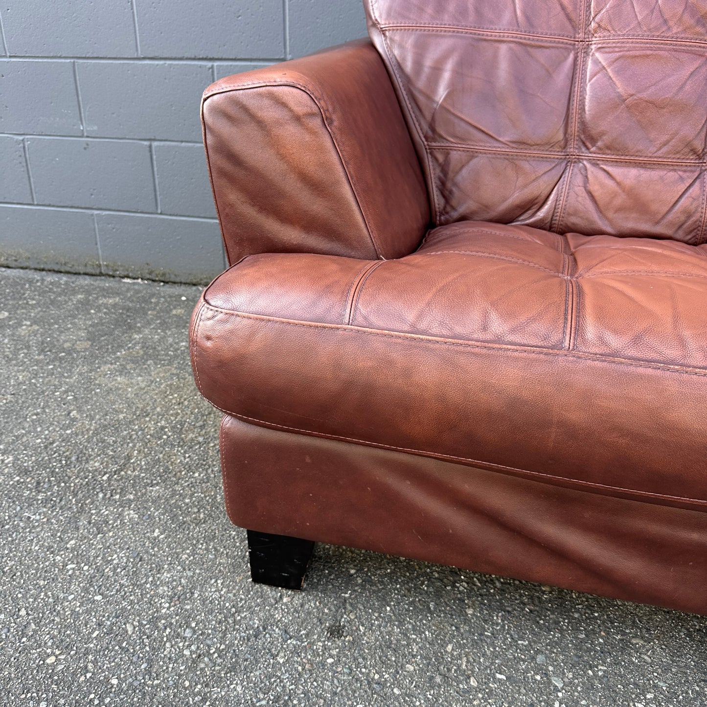 Distressed Leather Love Seat