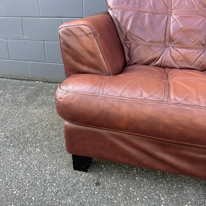 Distressed Leather Love Seat