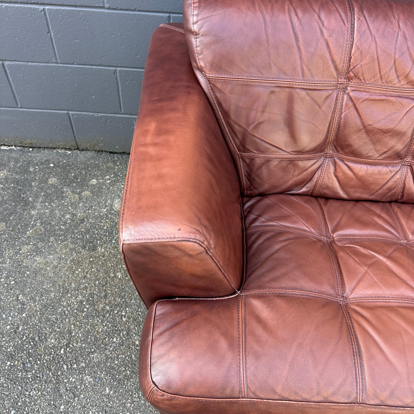 Distressed Leather Love Seat