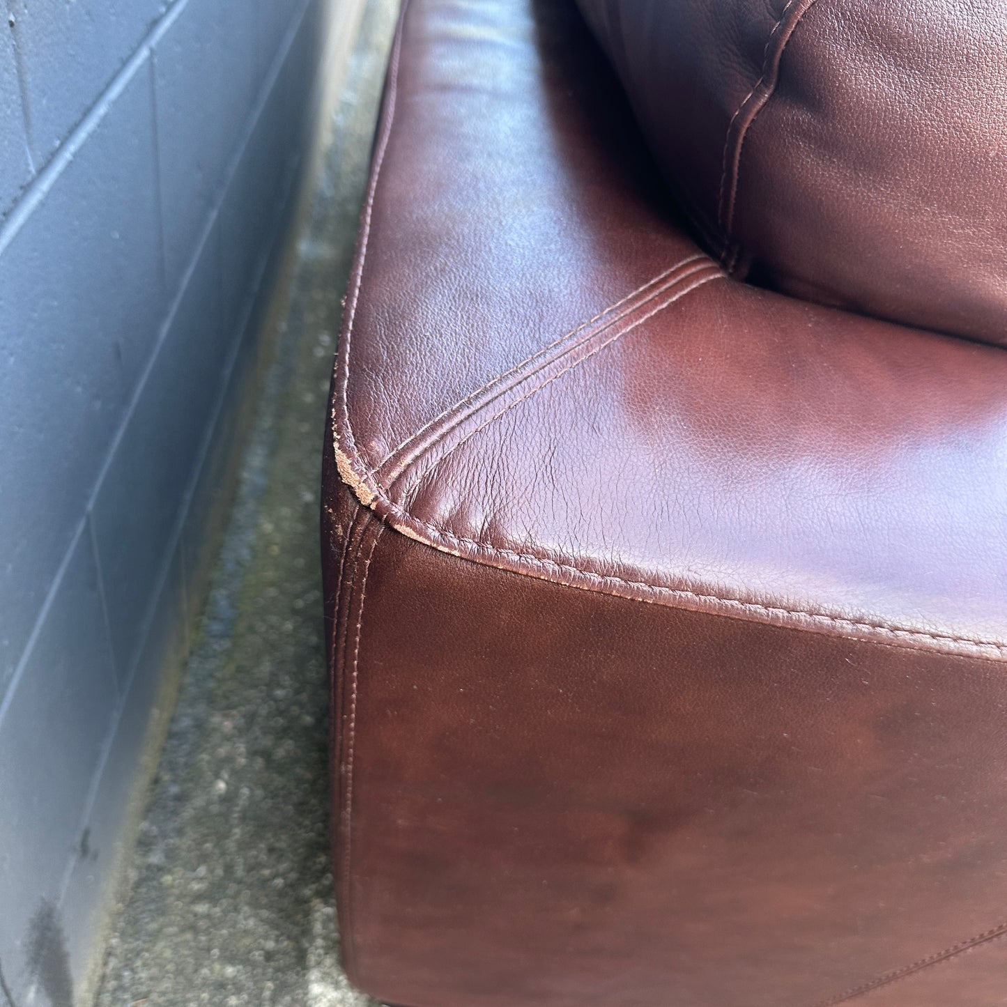 Distressed Leather Love Seat