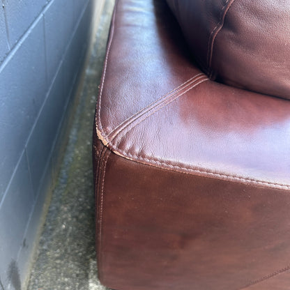 Distressed Leather Love Seat