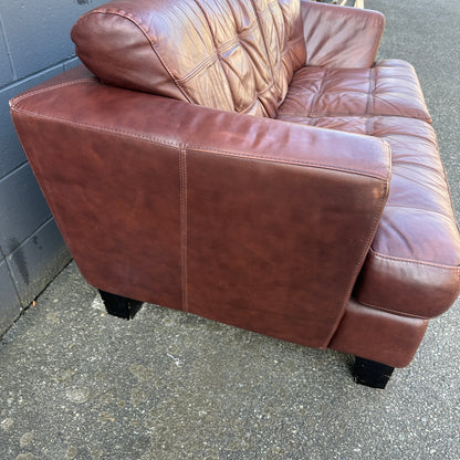 Distressed Leather Love Seat