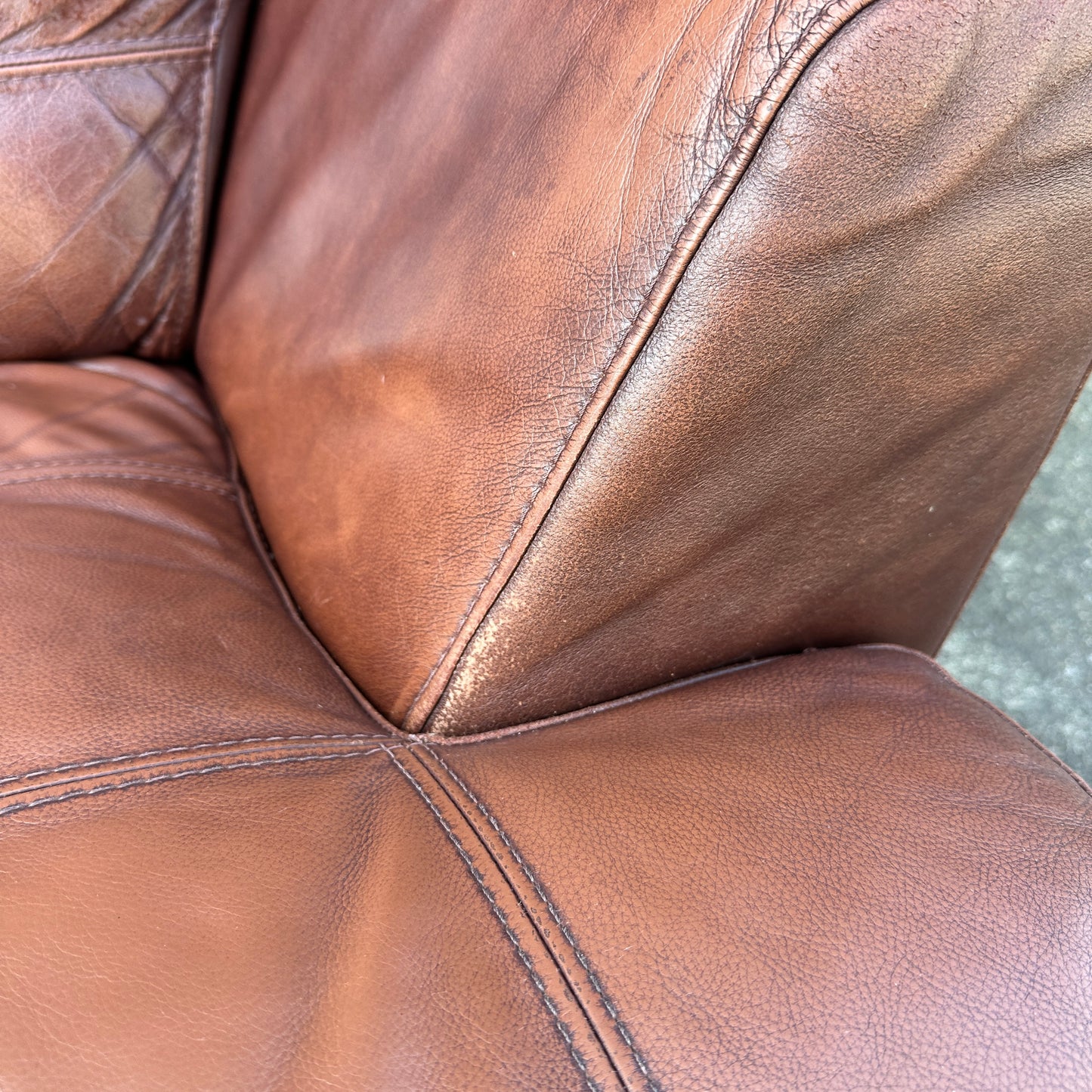 Distressed Leather Love Seat