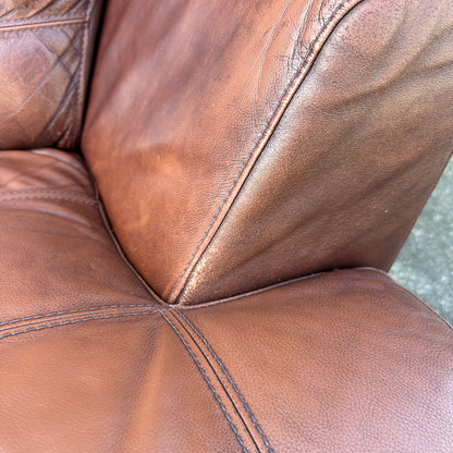 Distressed Leather Love Seat
