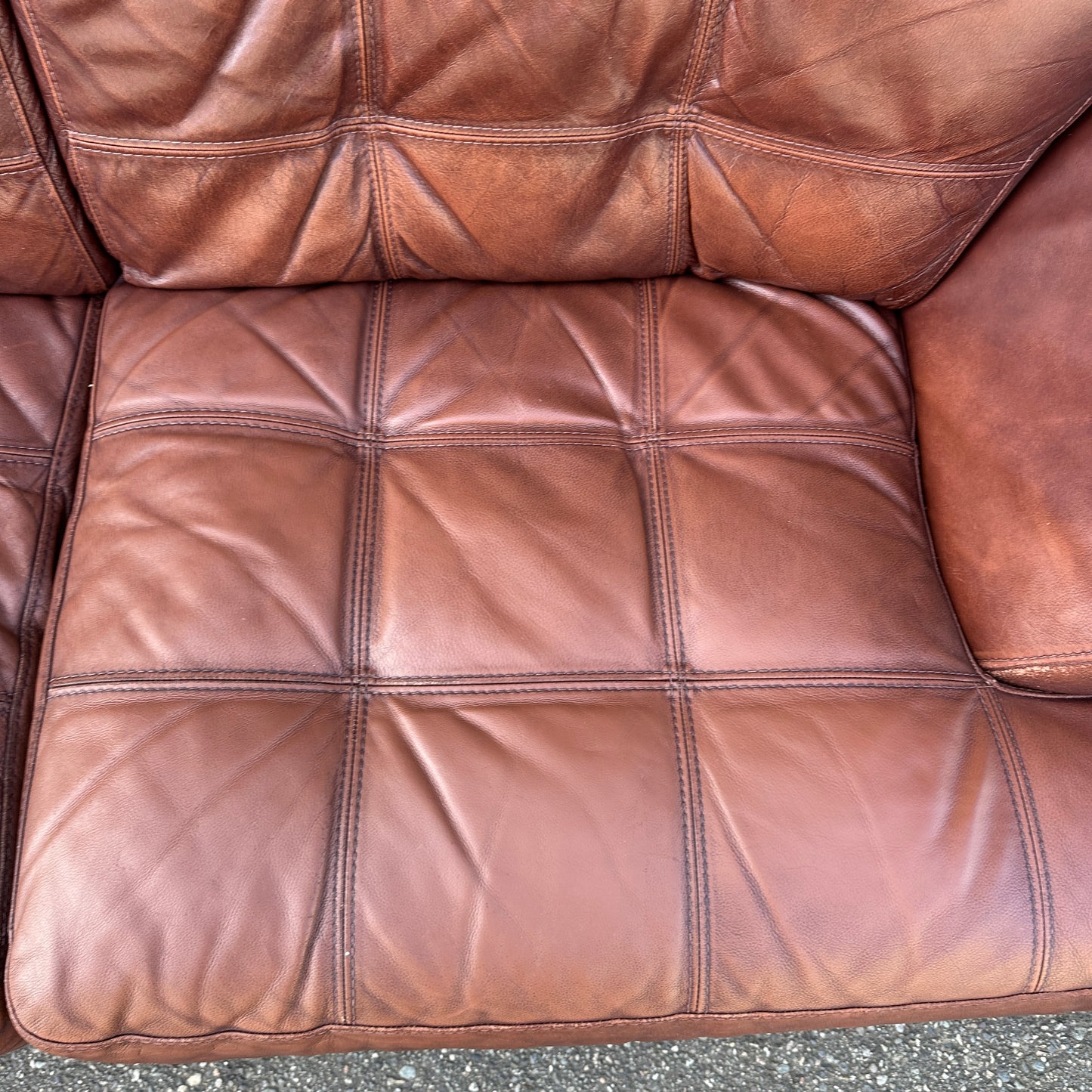 Distressed Leather Love Seat