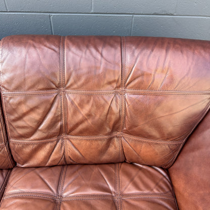 Distressed Leather Love Seat
