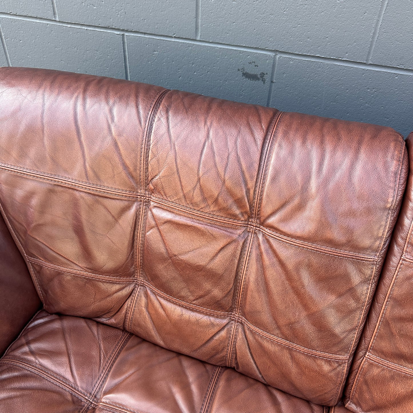 Distressed Leather Love Seat