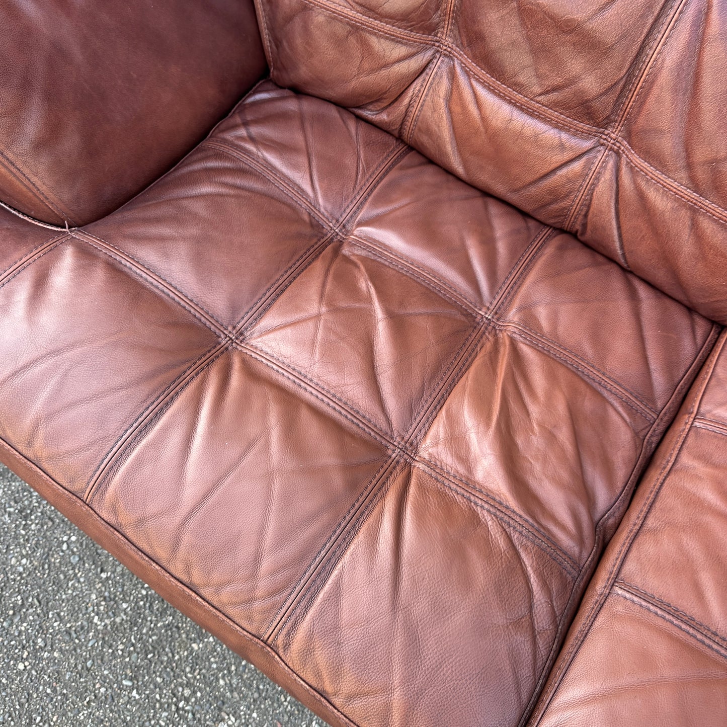 Distressed Leather Love Seat