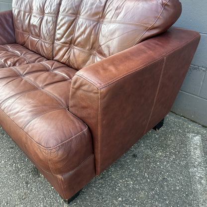 Distressed Leather Love Seat
