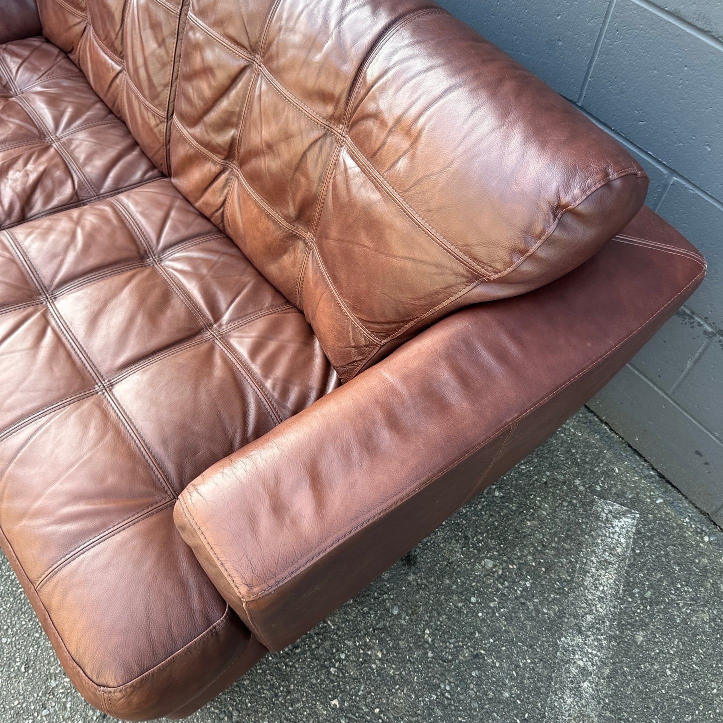 Distressed Leather Love Seat