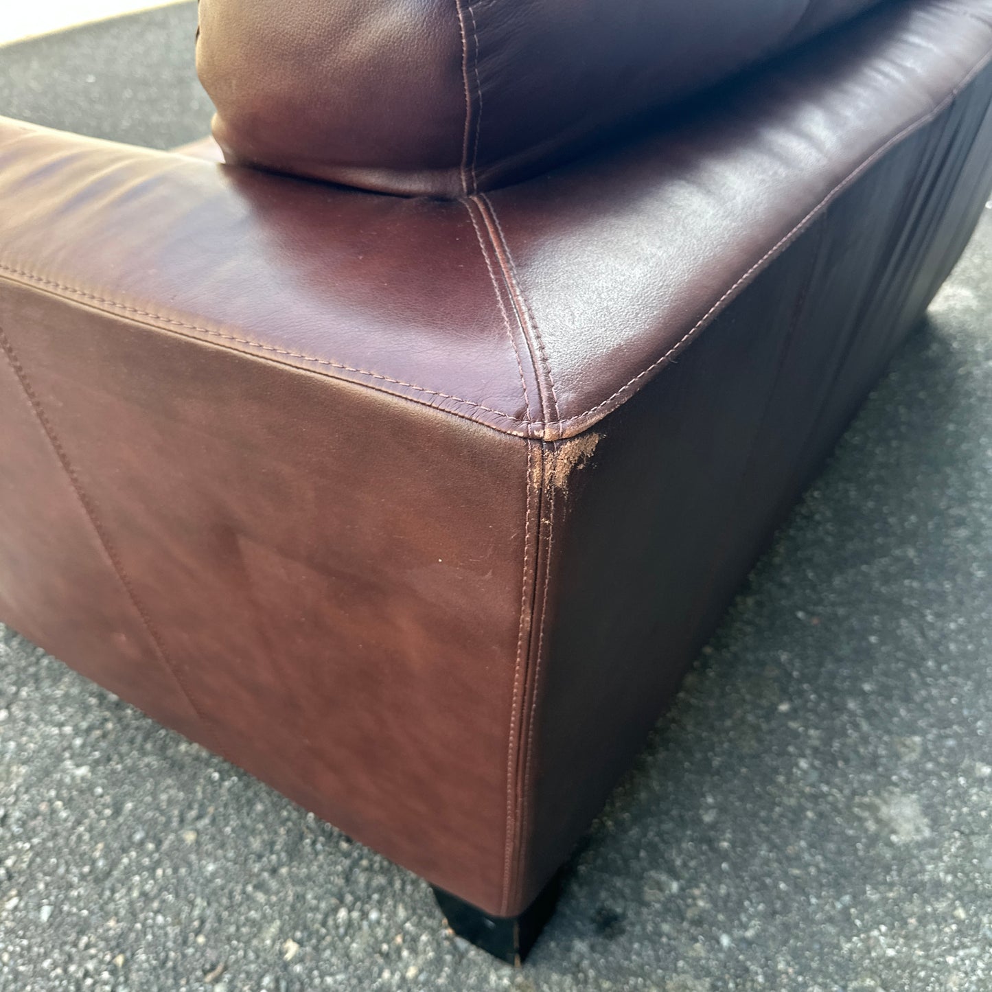 Distressed Leather Love Seat