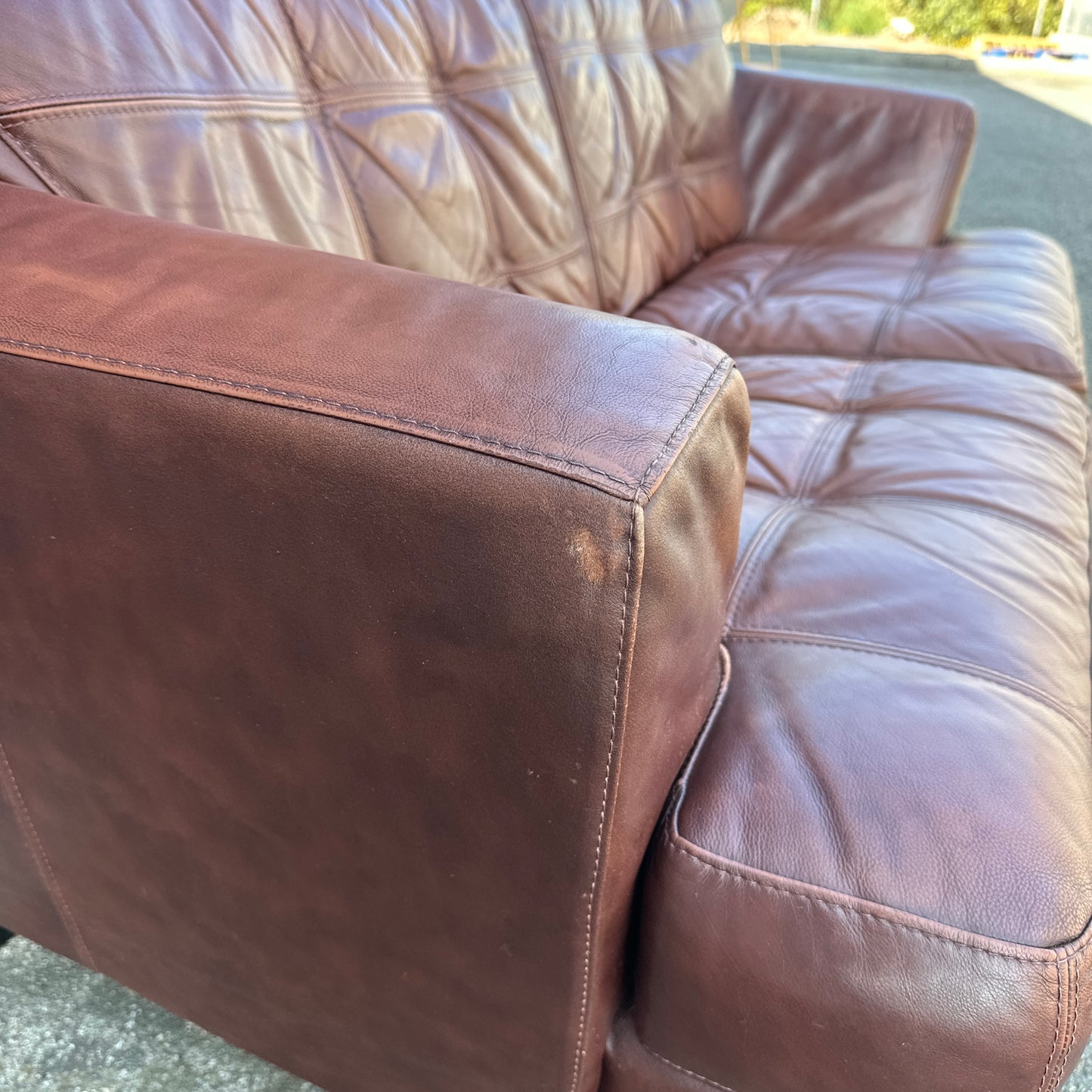 Distressed Leather Love Seat