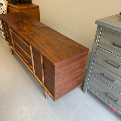 Mid-Century Walnut Nine Drawers Credenza