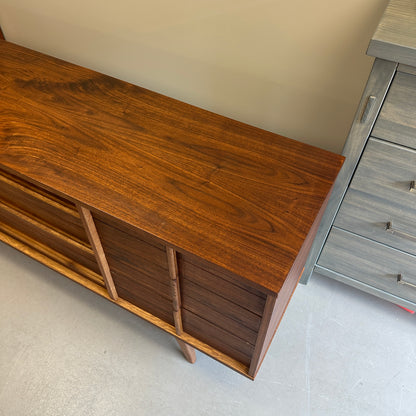 Mid-Century Walnut Nine Drawers Credenza