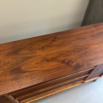 Mid-Century Walnut Nine Drawers Credenza