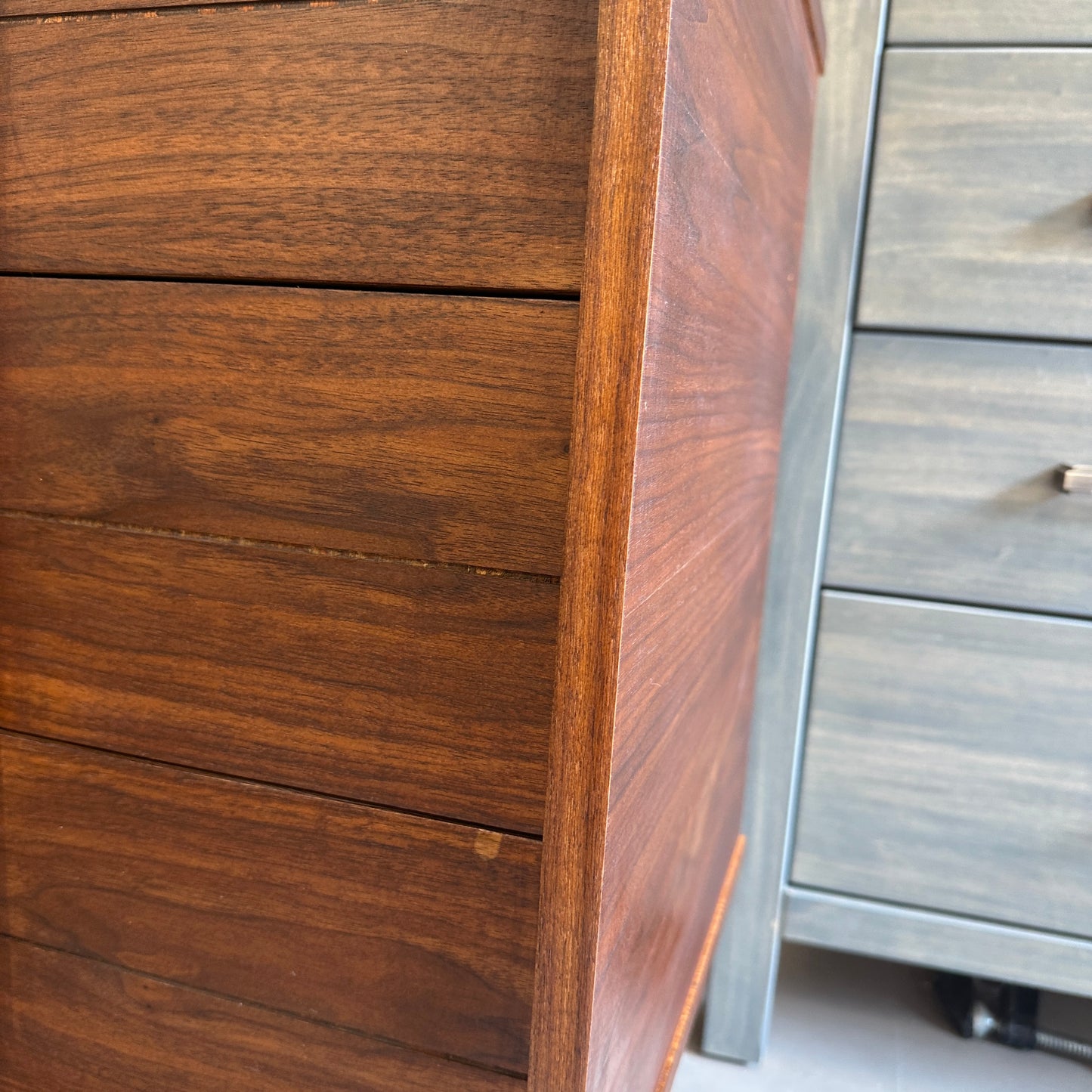 Mid-Century Walnut Nine Drawers Credenza