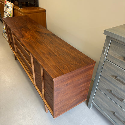 Mid-Century Walnut Nine Drawers Credenza
