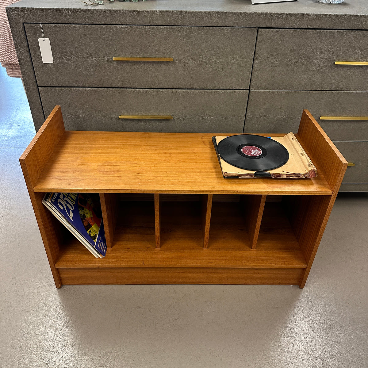 Mid-Century Vinyl Record Media Console