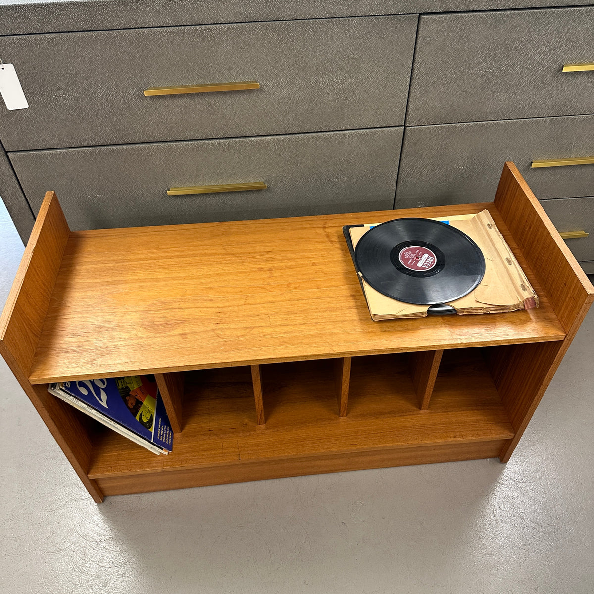 Mid-Century Vinyl Record Media Console