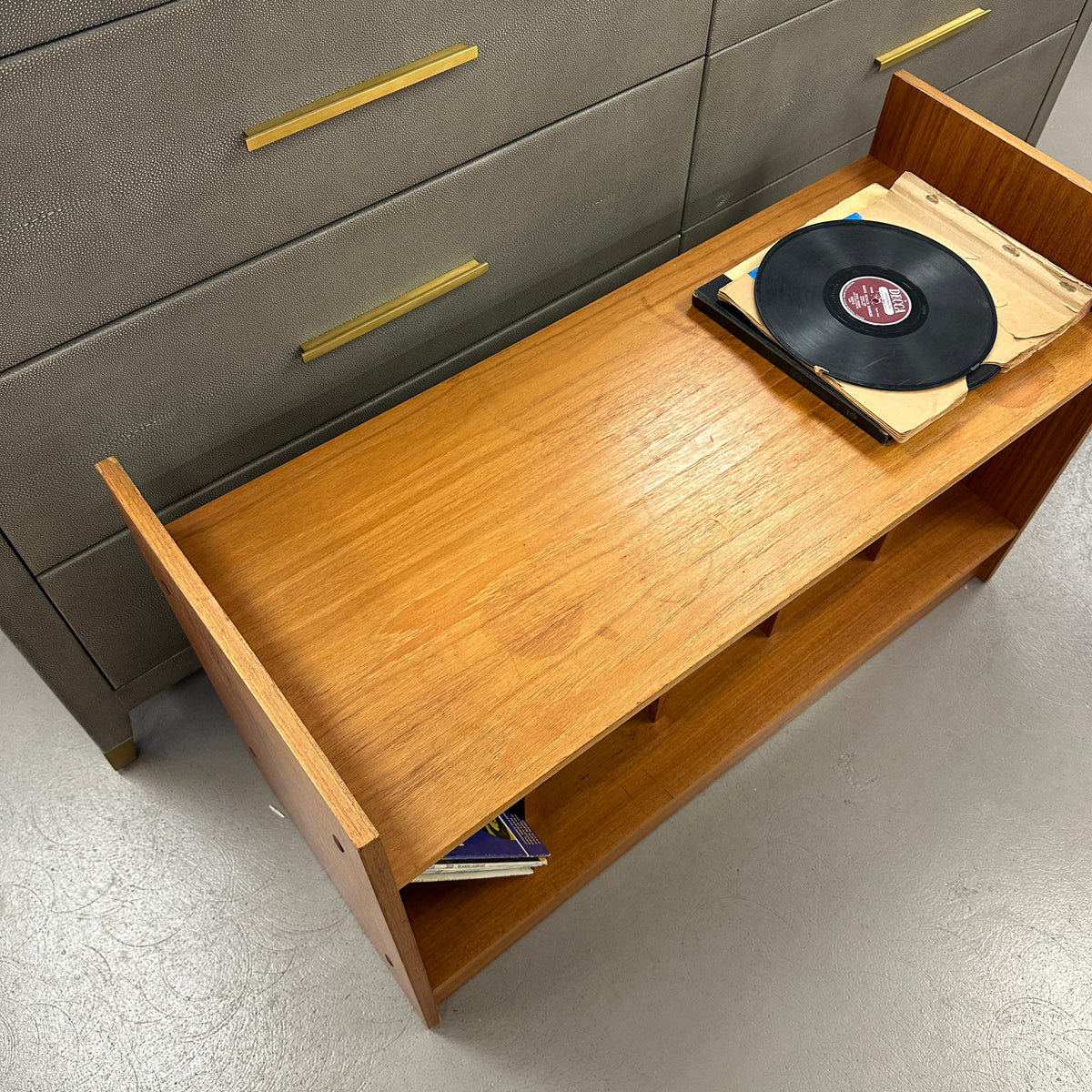 Mid-Century Vinyl Record Media Console
