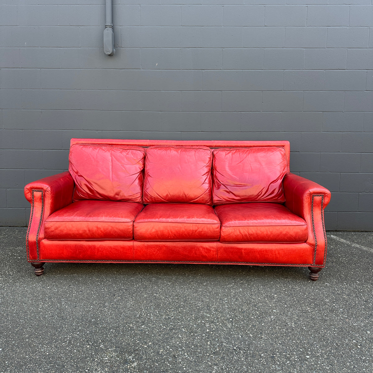 Brandington-Young Red Genuine Leather Sofa