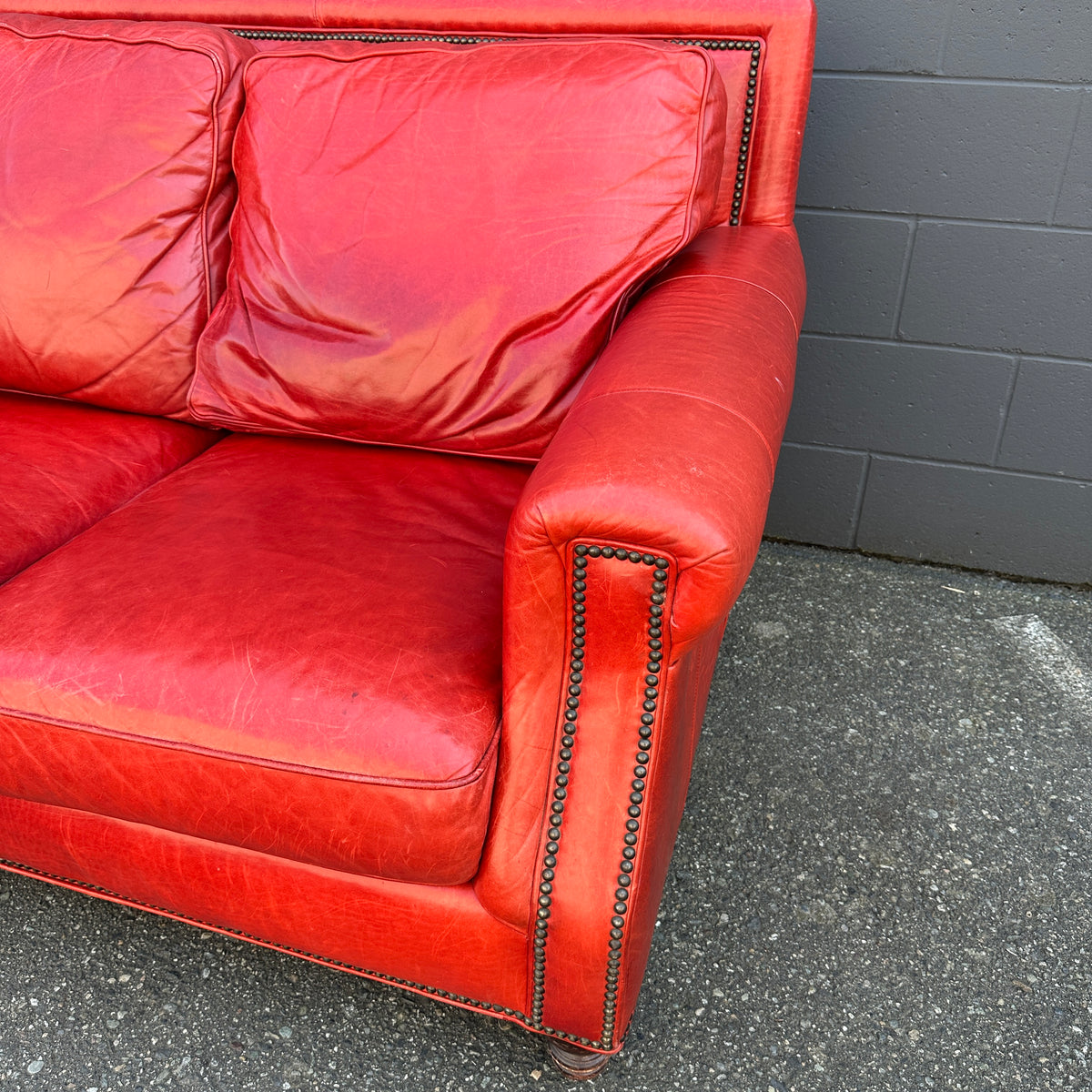 Brandington-Young Red Genuine Leather Sofa