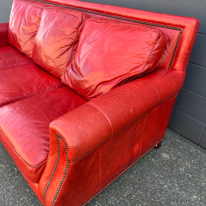 Brandington-Young Red Genuine Leather Sofa