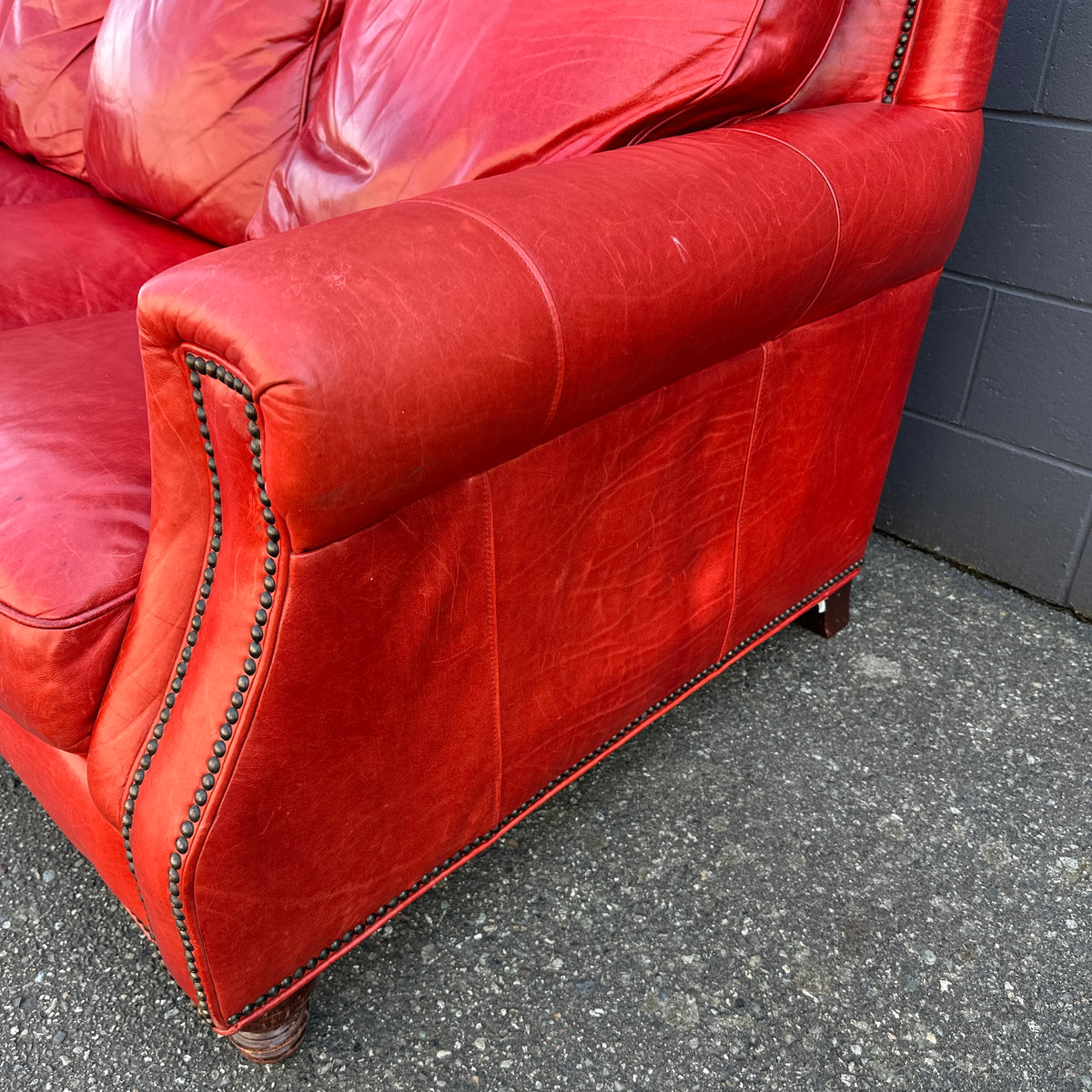 Brandington-Young Red Genuine Leather Sofa