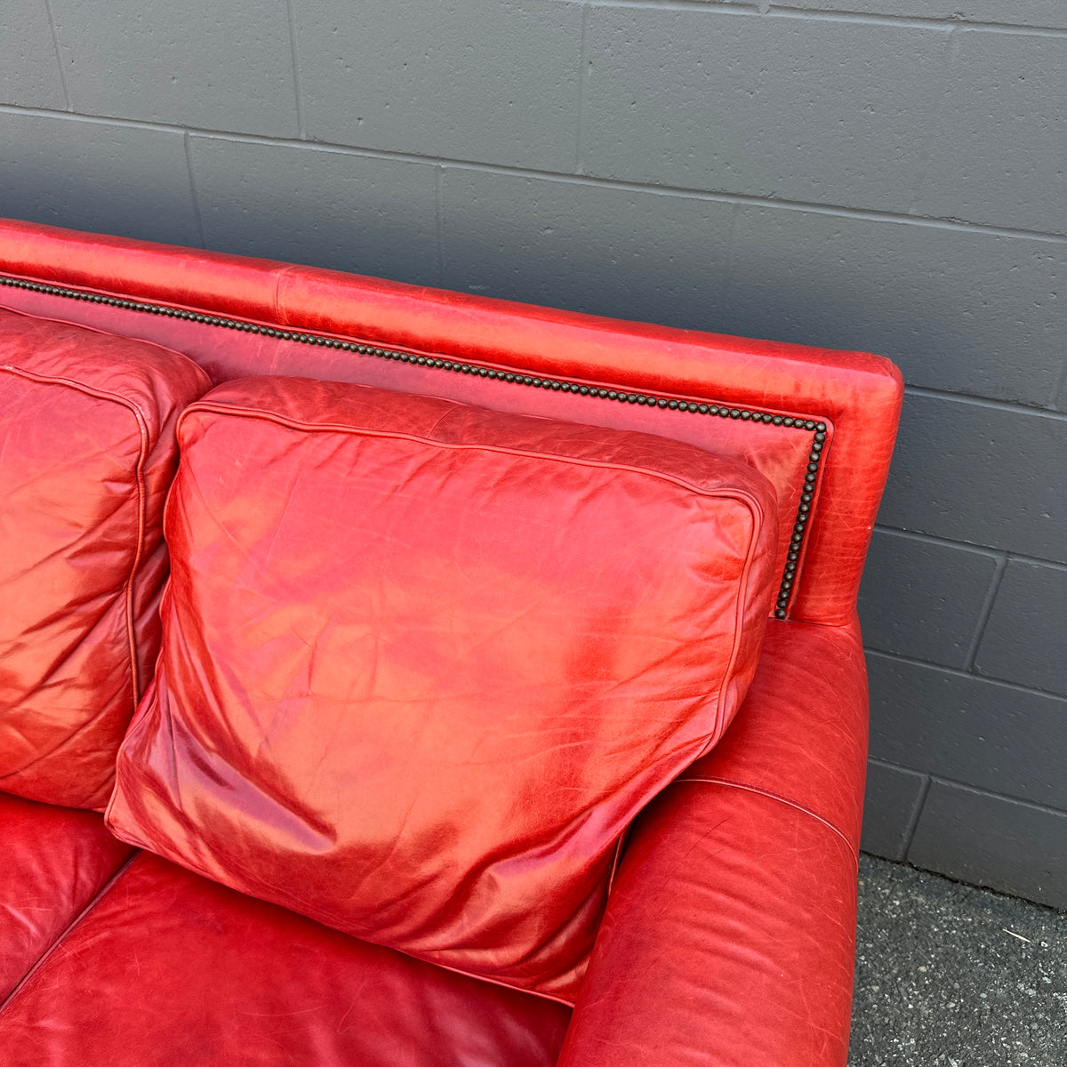 Brandington-Young Red Genuine Leather Sofa