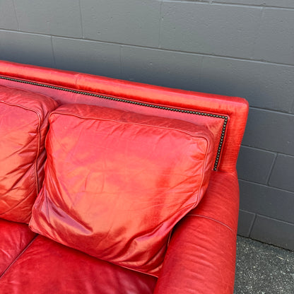 Brandington-Young Red Genuine Leather Sofa