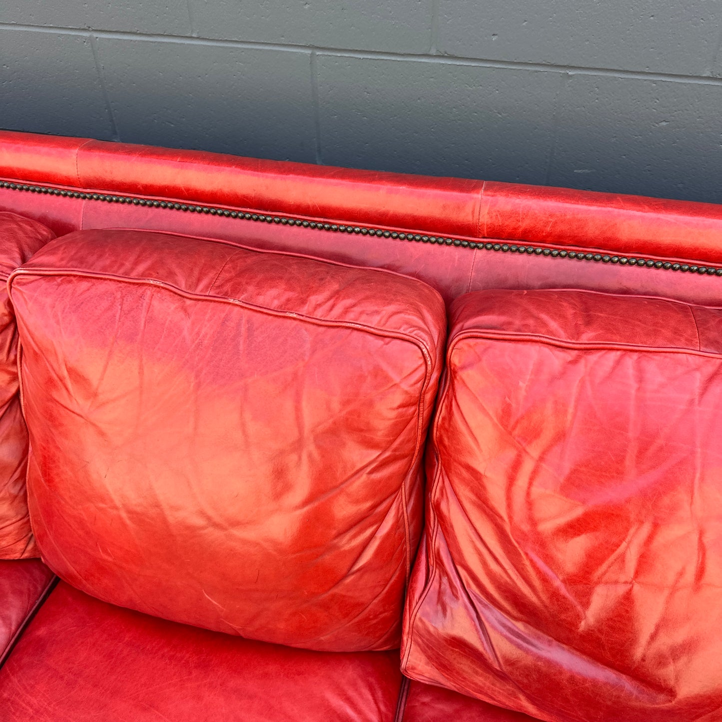 Brandington-Young Red Genuine Leather Sofa