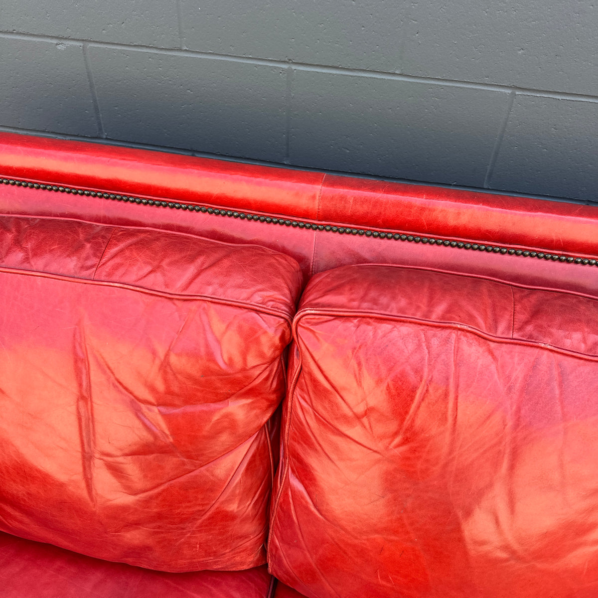 Brandington-Young Red Genuine Leather Sofa