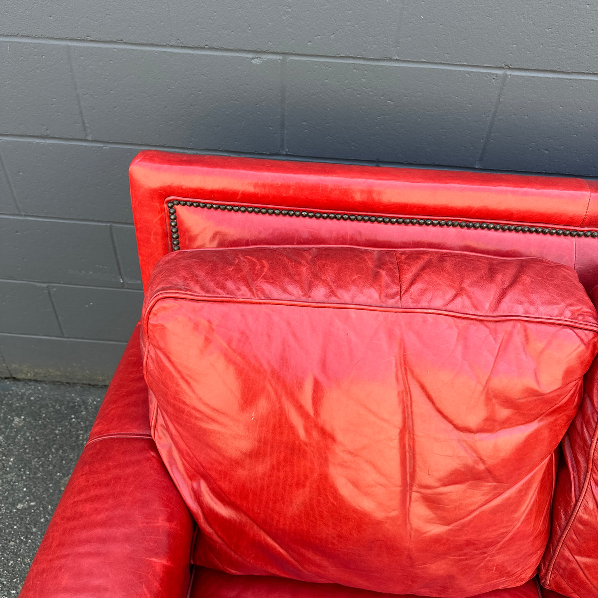Brandington-Young Red Genuine Leather Sofa