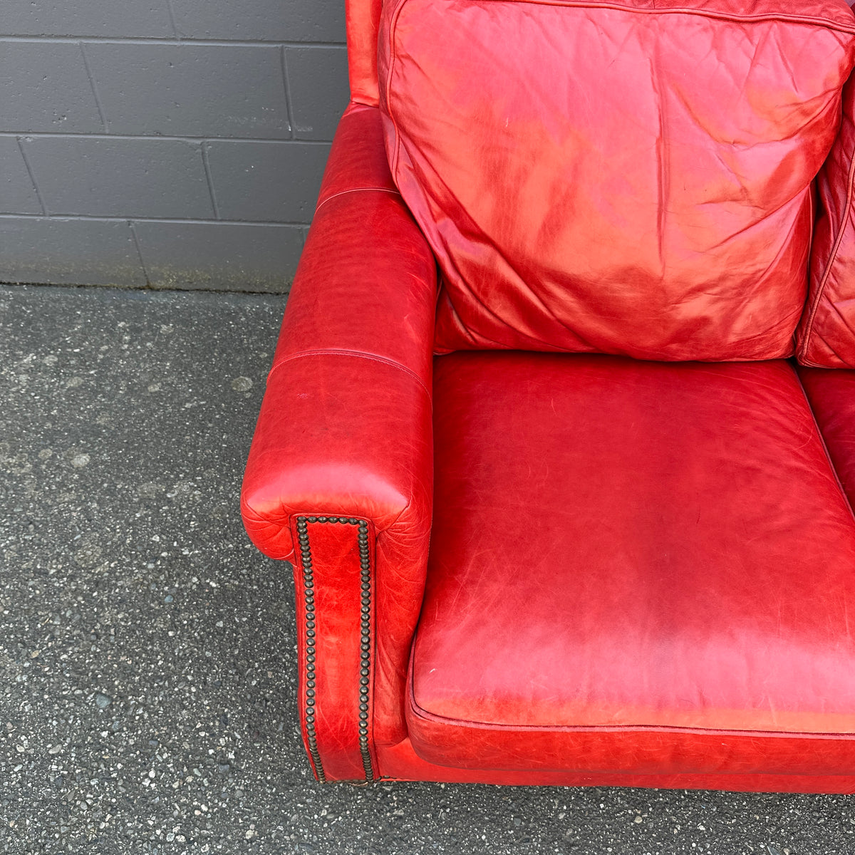 Brandington-Young Red Genuine Leather Sofa